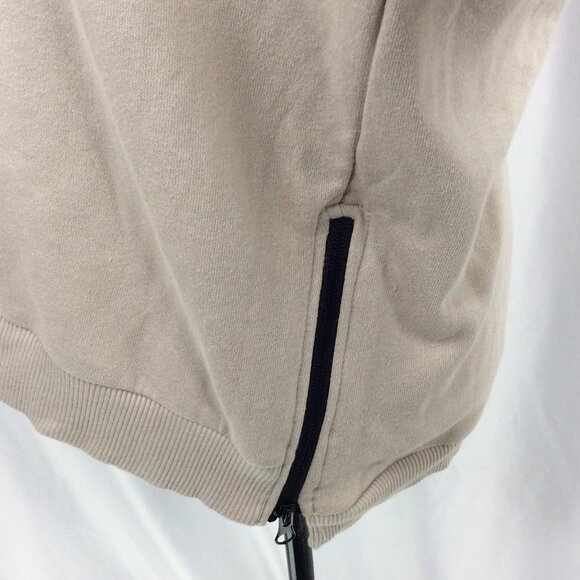 NWT w/Defects BCBGMaxAzria Sweatshirt Women Size Large Beige Black Zipper Hi Low - Picture 6 of 11
